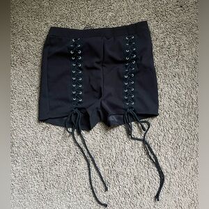 Black lace up shorts